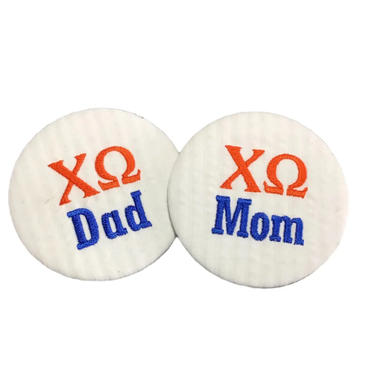 Chi Omega Mom/Dad Embroidered Button 1