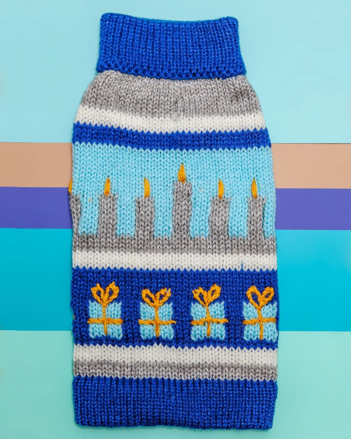 Yappy Hanukkah Handknit Dog Sweater 1