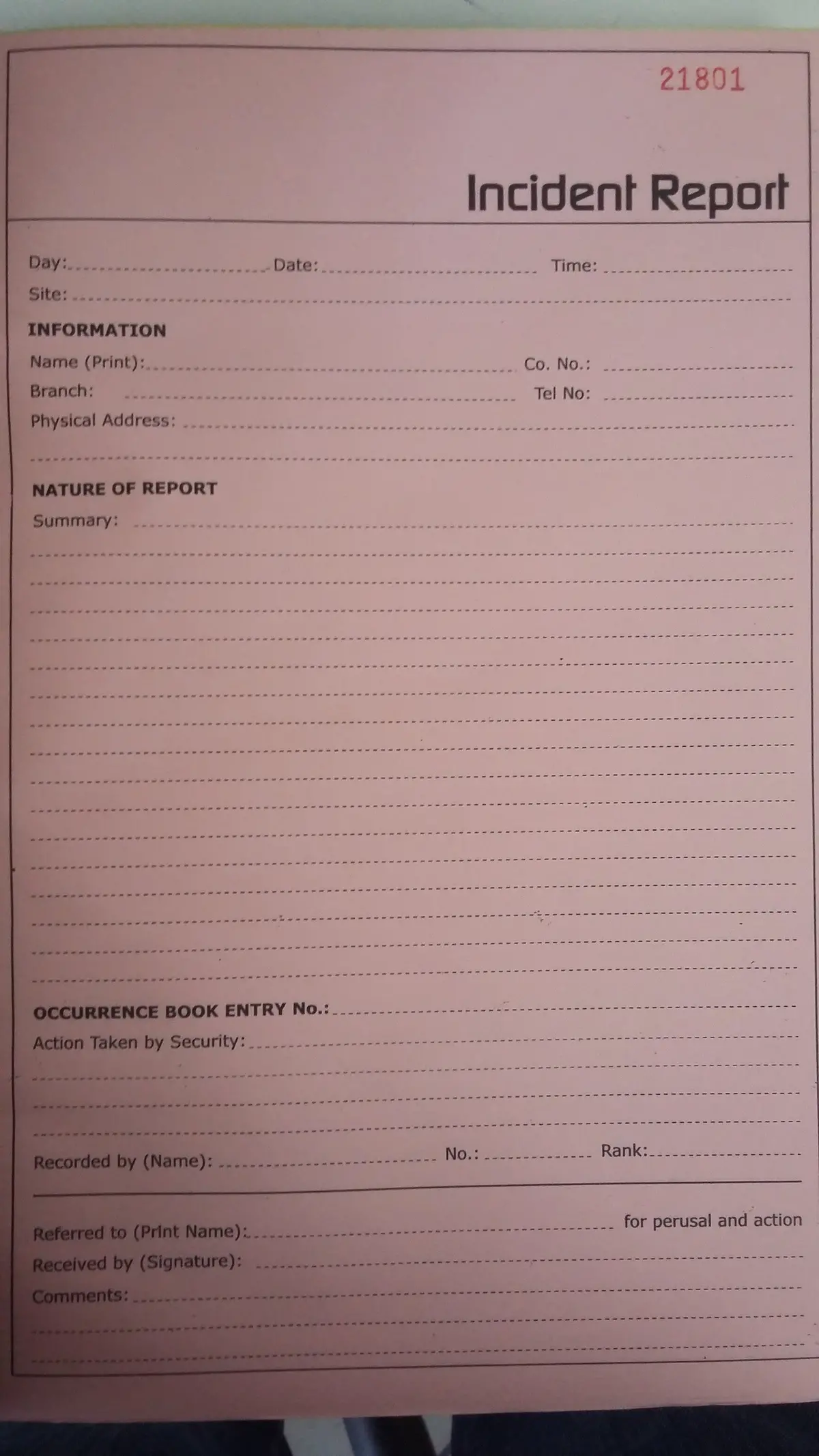 Incident Report Book 1