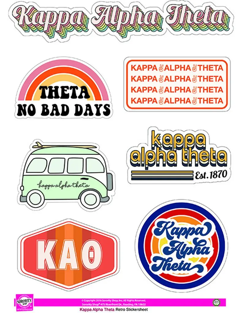 Kappa Alpha Theta Retro Sticker Sheet 1