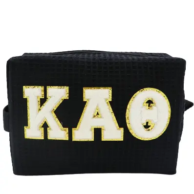 Kappa Alpha Theta Waffle Make-Up Bag With Chenille Letters 1