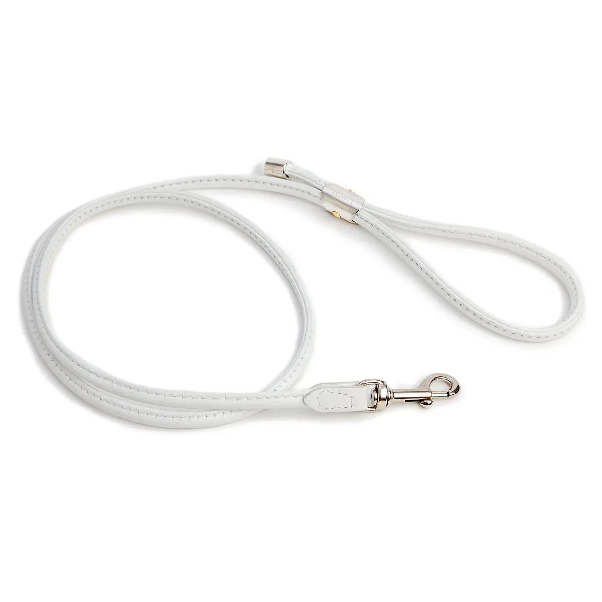 Italian Leather Dog Leash In Ultra White 1