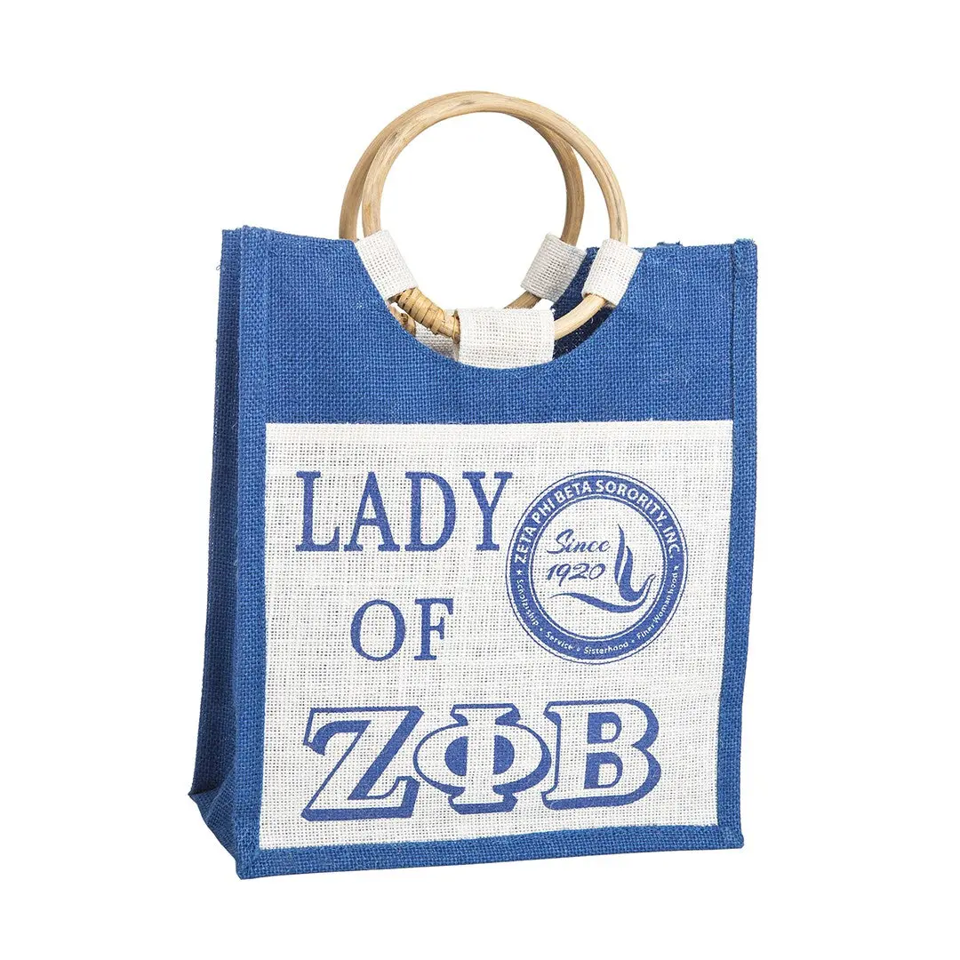 Zeta Phi Beta Mini Pocket Jute Bag 1