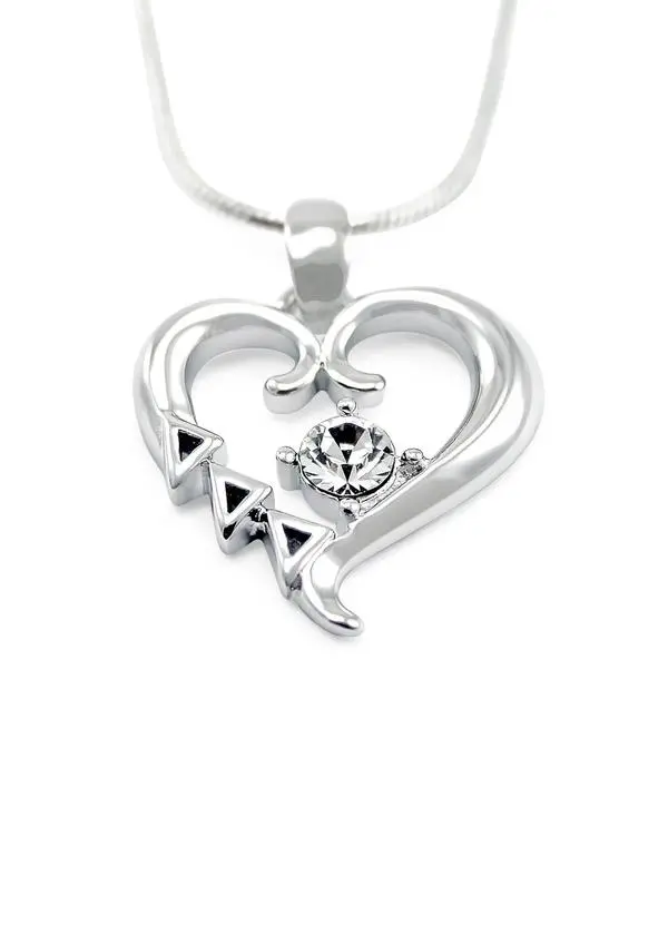 Delta Delta Delta Sterling Silver Heart Lavaliere 1