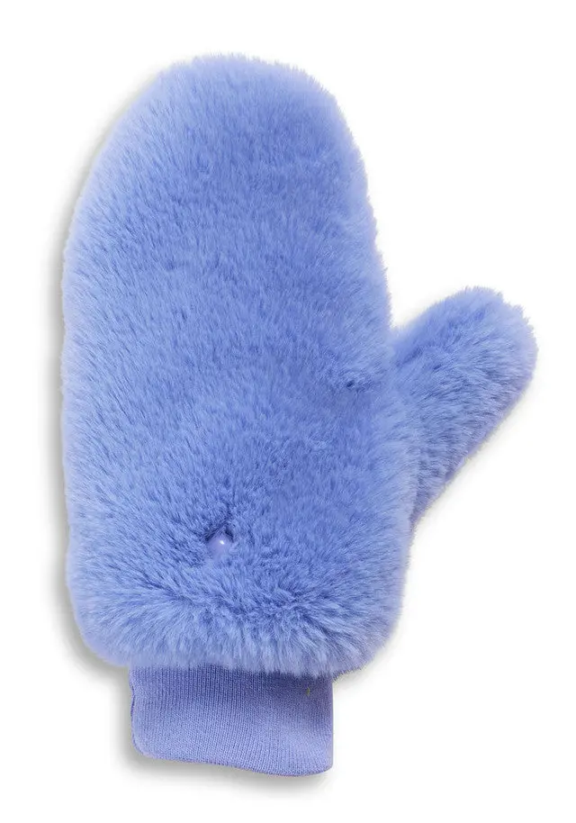 Le Mink Faux-Fur Dog Walking Mittens In Periwinkle 1