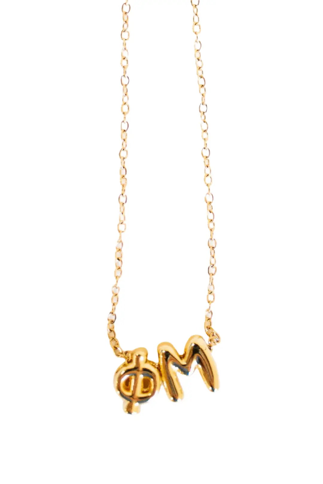 Phi Mu Bubble Letter Necklace 1