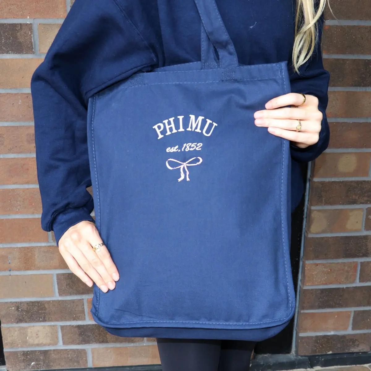 Phi Mu Classic Tote With Bow 1