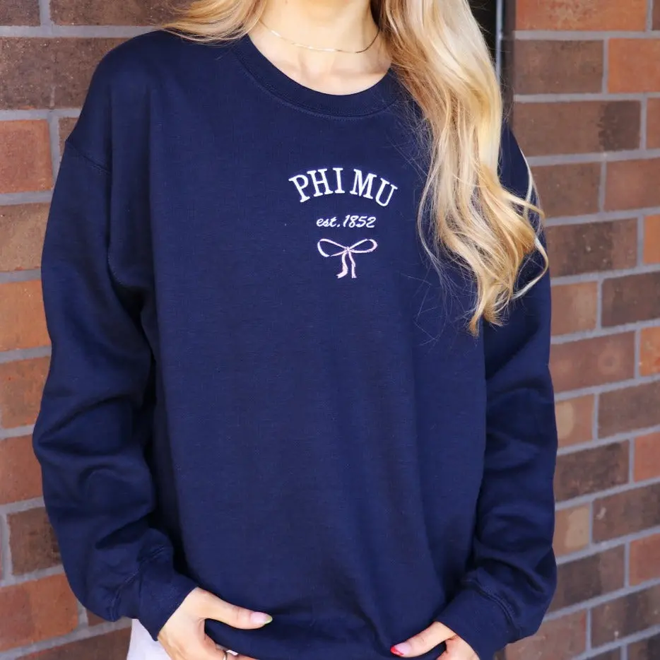 Phi Mu Classic Crew With Bow 1