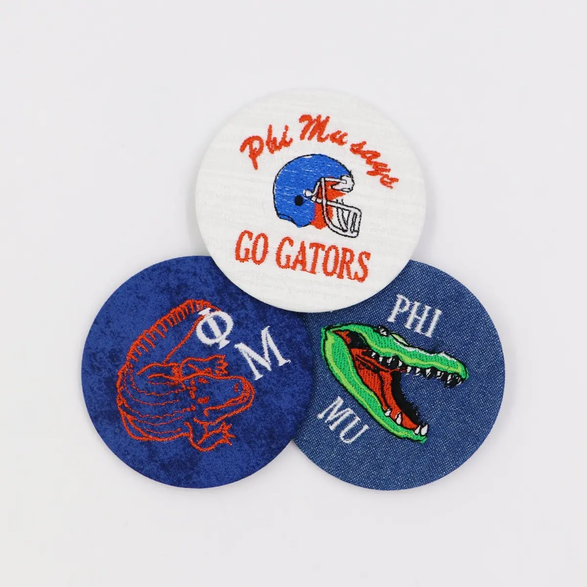 Phi Mu Game Day Embroidered Button Set 3 1