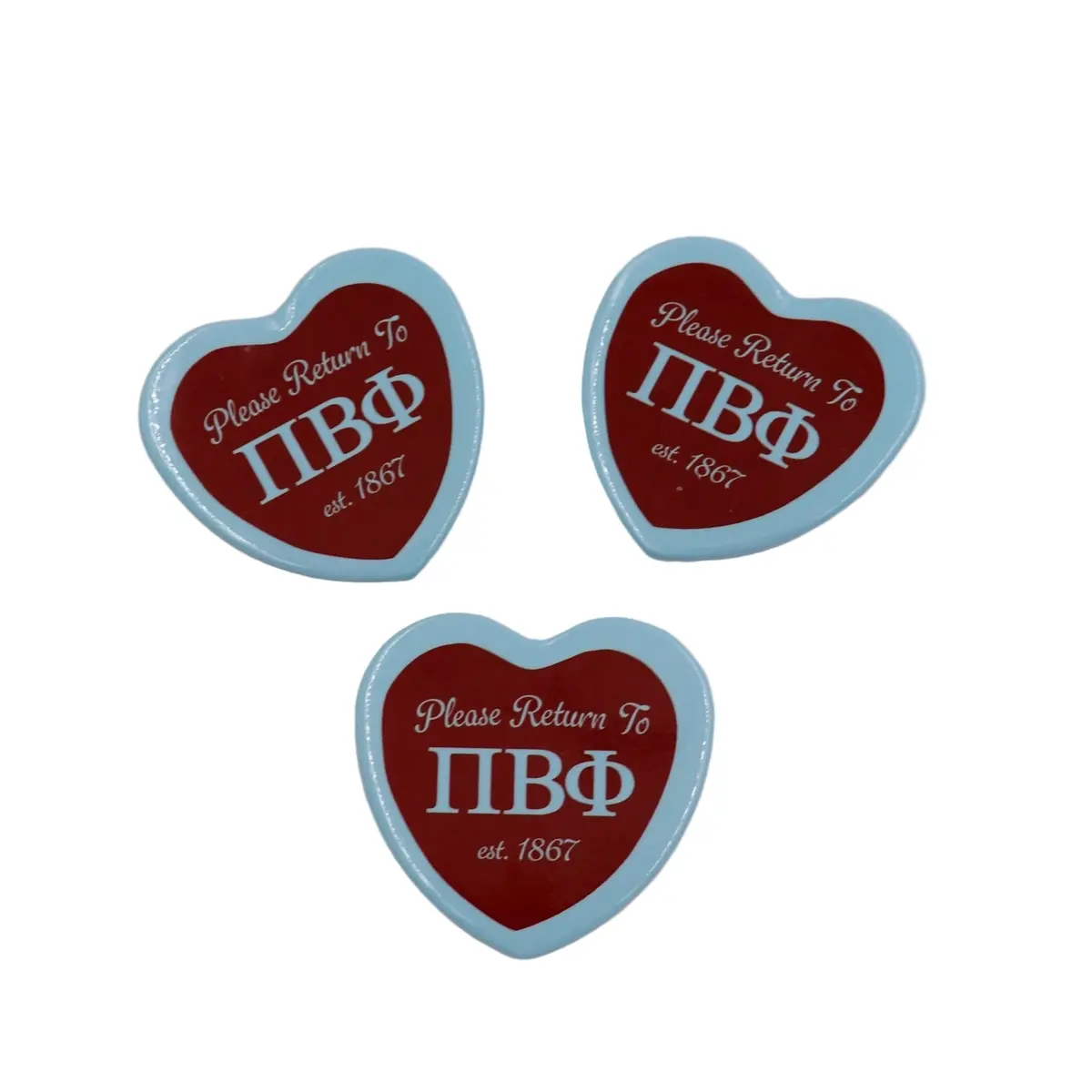 Pi Beta Phi Heart Shaped Printed Button 1