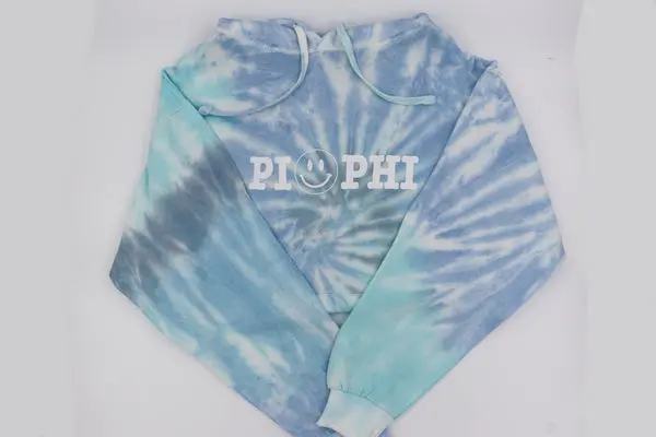 Sorority Tie Dye Hoodie With Smiley Face Design 1