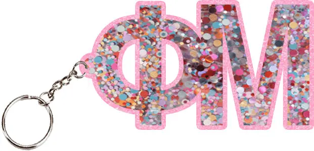Phi Mu Confetti Keychain 1