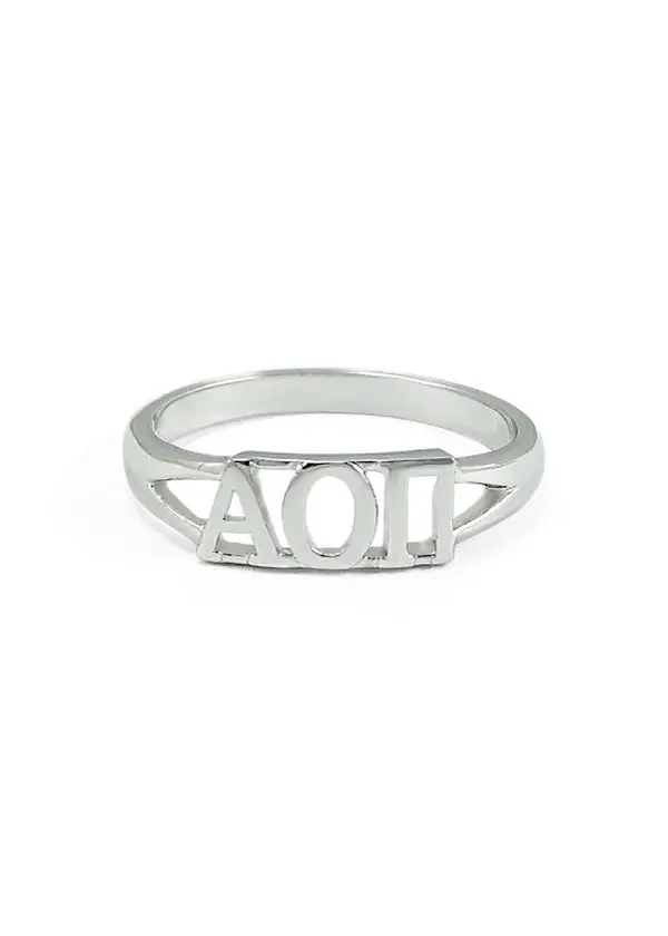 Alpha Omicron Pi Sterling Silver Ring 1