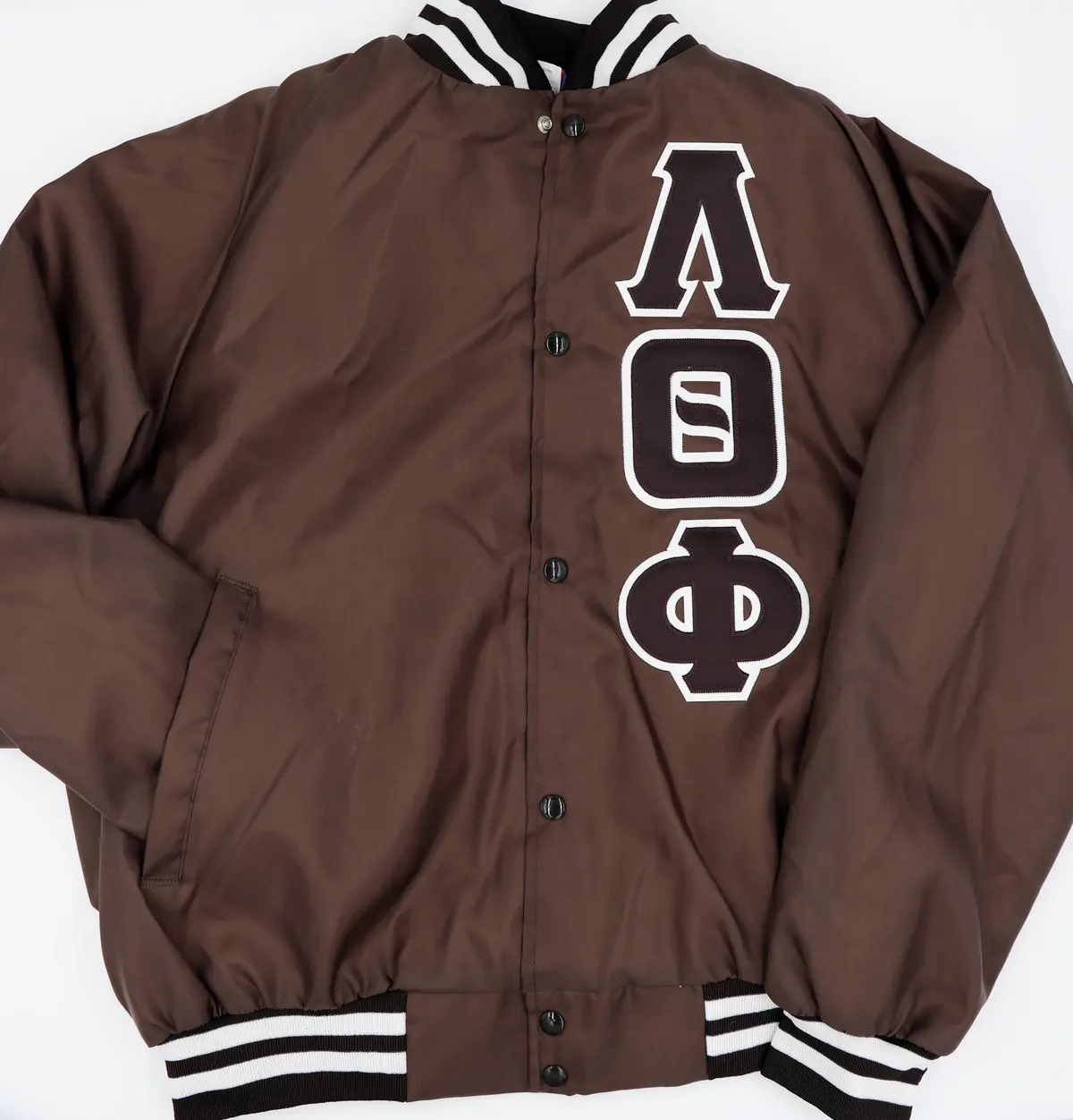 Lambda Theta Phi Brown Satin Jacket 1