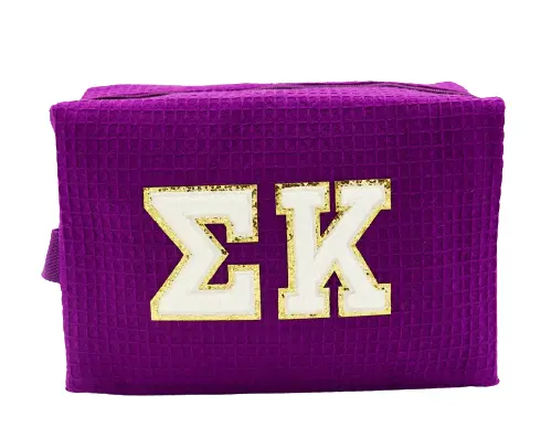 Sigma Kappa Waffle Make-Up Bag With Chenille Letters 1