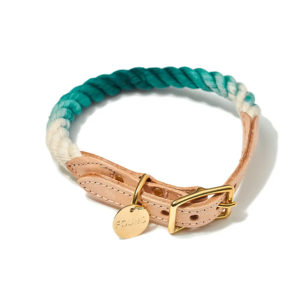 Rope Dog Collar In Teal Ombre 1