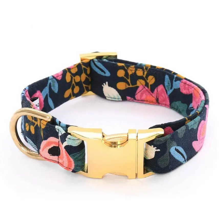 Rosa Floral Navy Dog Collar (Final Sale) 4