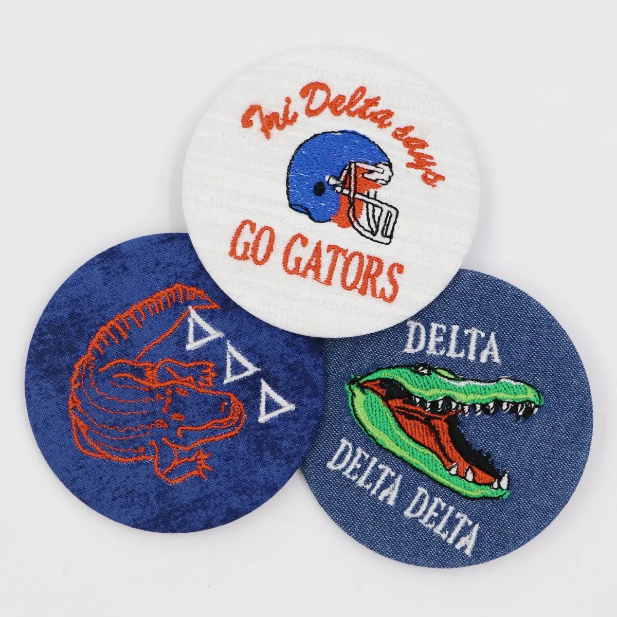 Delta Delta Delta Game Day Embroidered Button Set 3 1