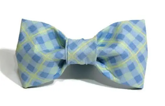 Trish Hampton | Light Blue & Pale Yellow Plaid Bow Tie 1