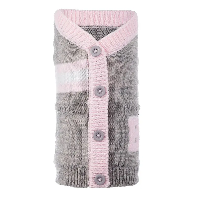 The Worthy Dog | Varsity Cardigan In Pink & Grey 1