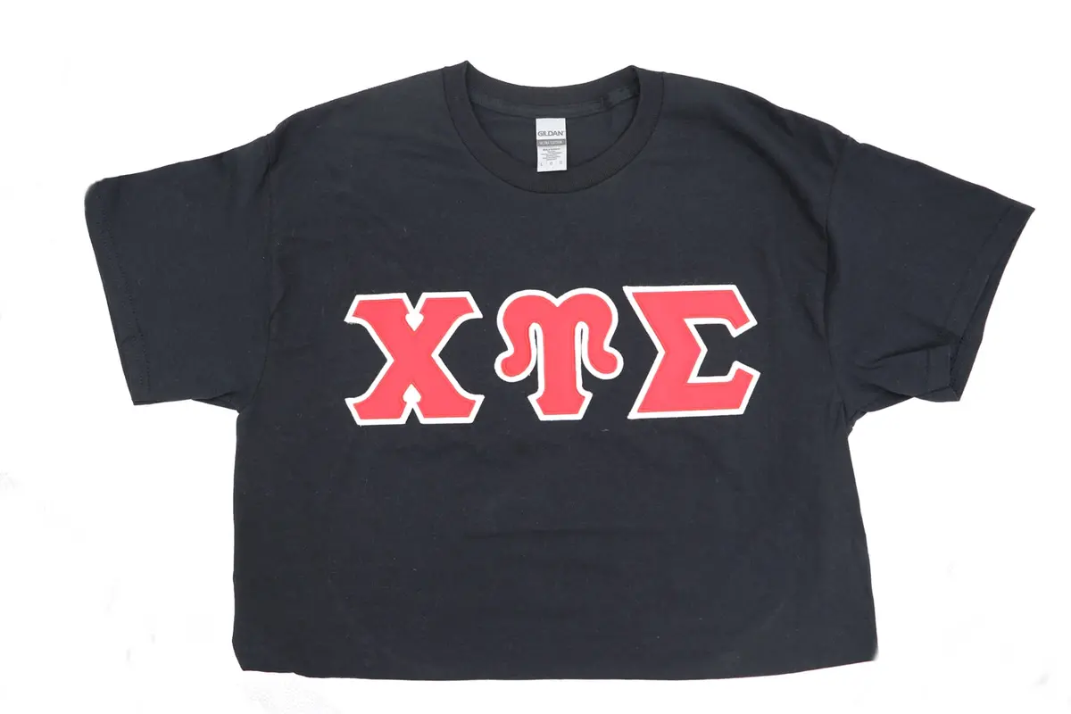 Chi Upsilon Sigma Satin-Stitch Greek Tee 1