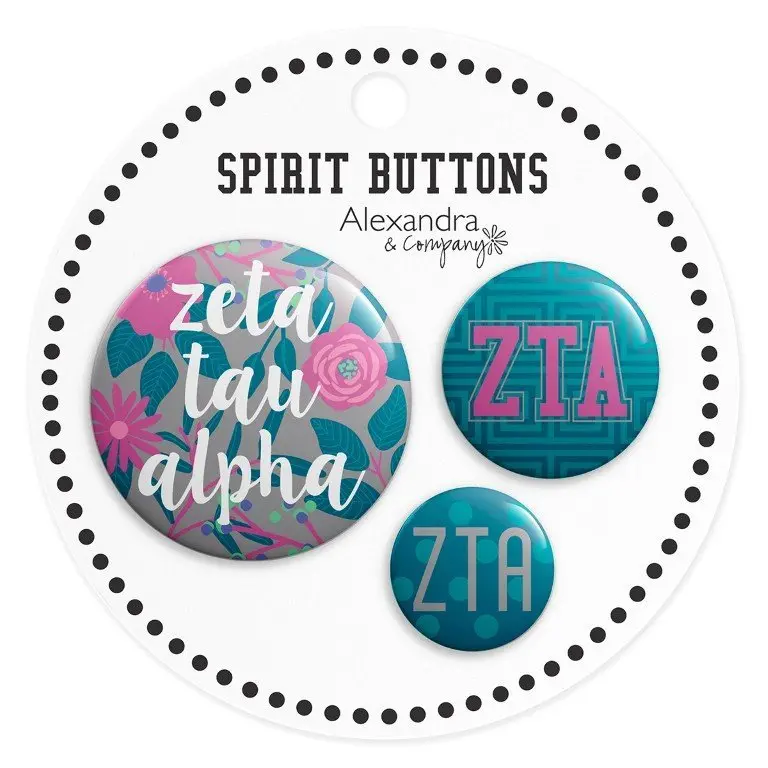 Zeta Tau Alpha Spirit Printed Buttons 1