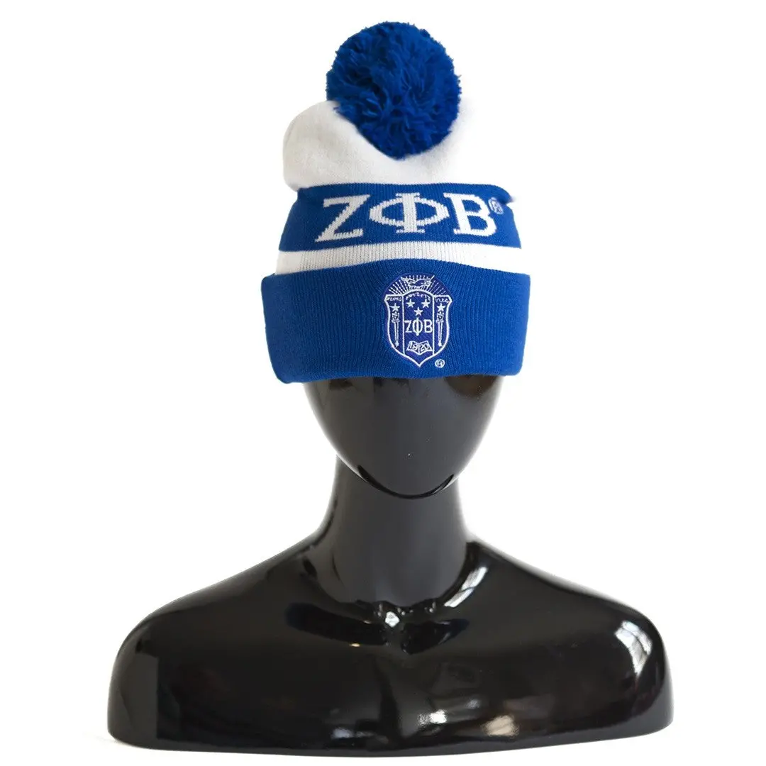 Zeta Phi Beta 2 Sided Pom Pom Beanie 1
