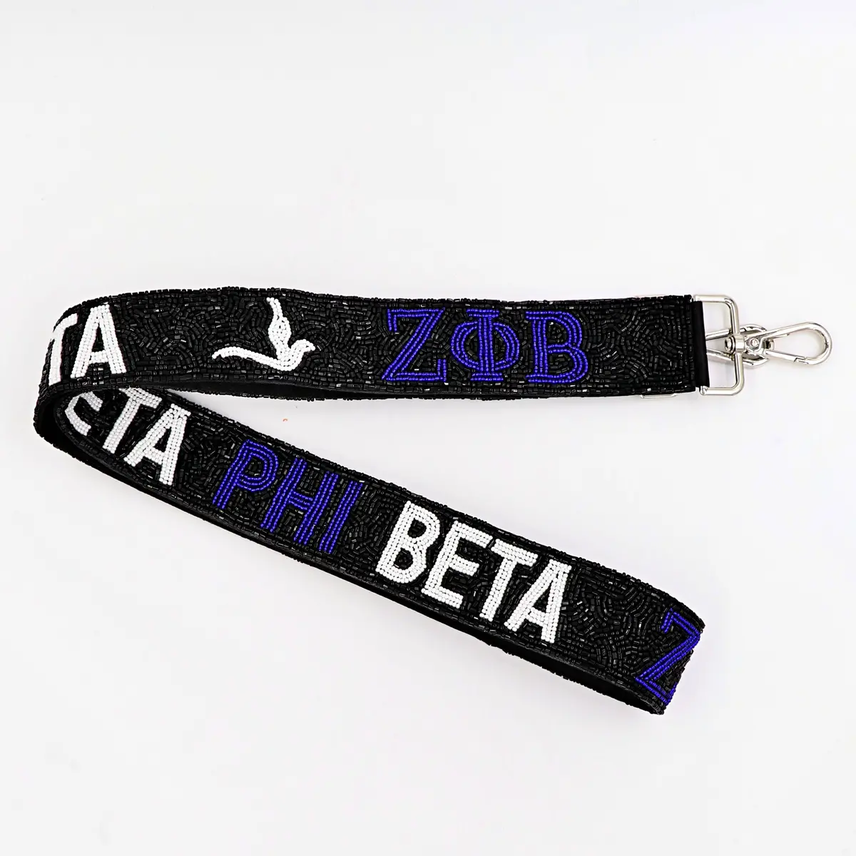 Zeta Phi Beta Blue/Black Beaded Bag Strap 1