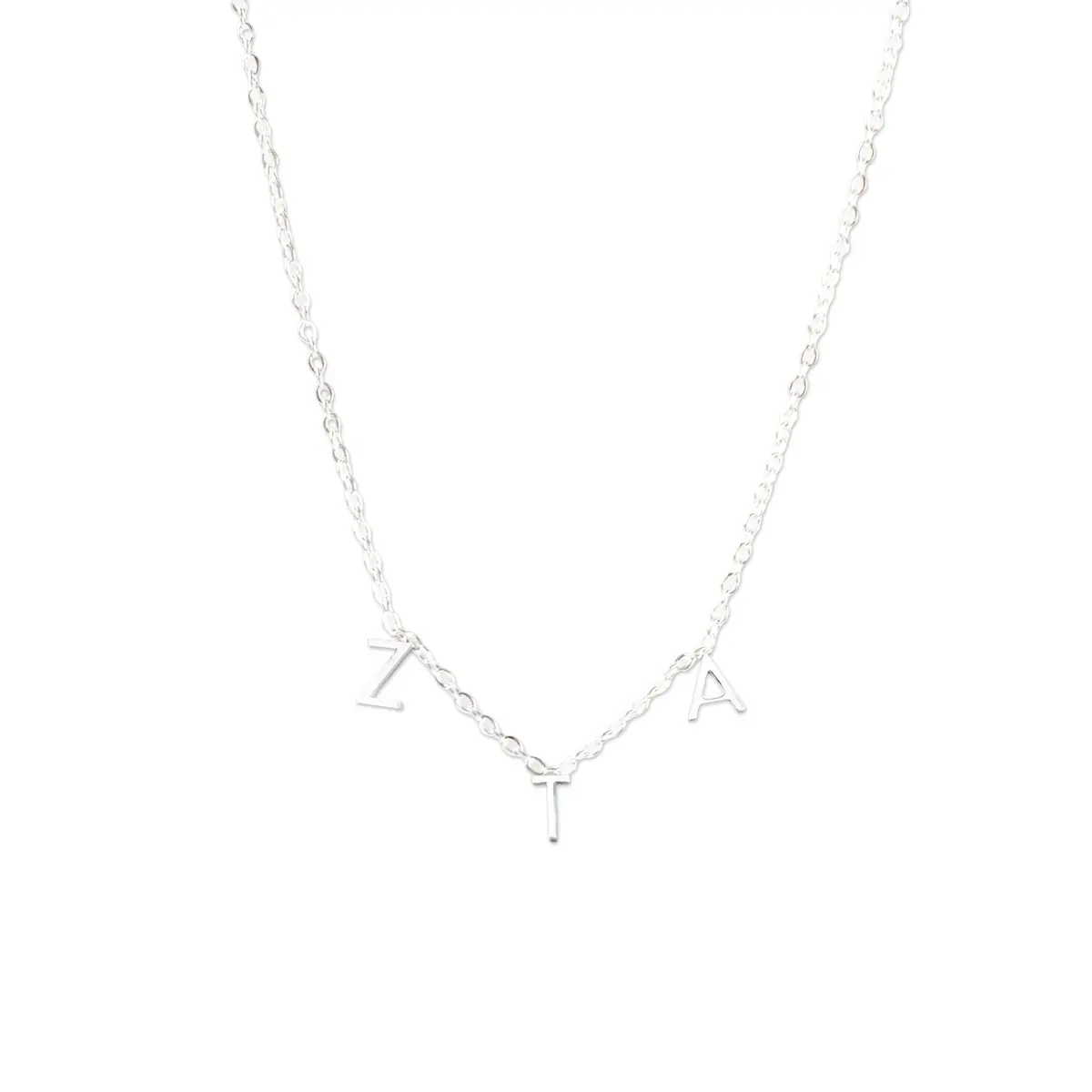 Zeta Tau Alpha Silver Greek Letters Necklace 1