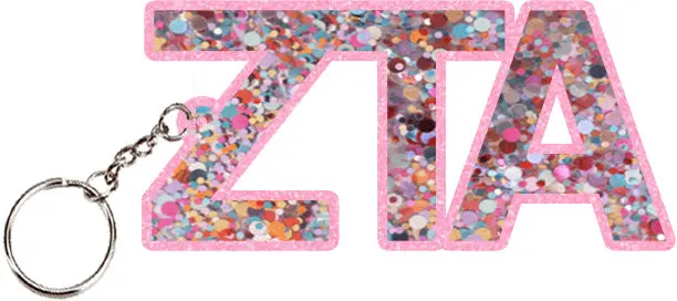 Zeta Tau Alpha Confetti Keychain 1