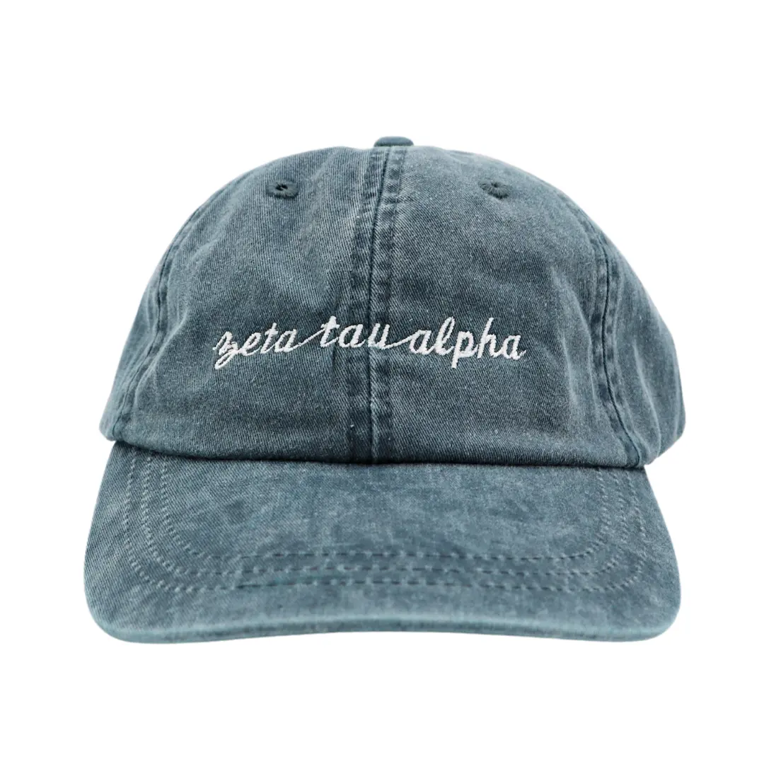 Zeta Tau Alpha Script Embroidered Baseball Cap