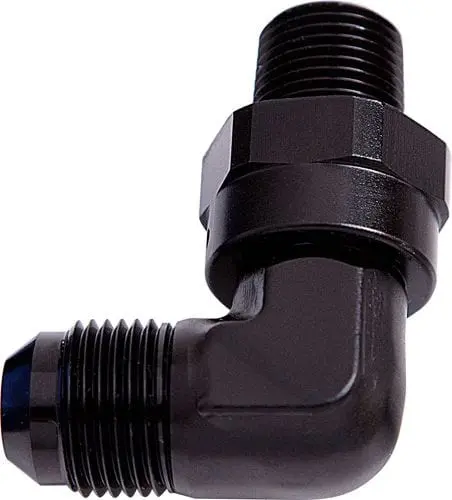 1/2" Npt Swivel To -10 An Male Flare Adapter – Black Anodized, 90° Elbow Fitting 1