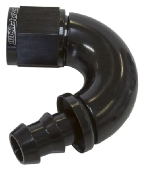 510 Series Tight-Radius Push-Lock Hose End – 150° Bend, -10An, Black Af515-10Blk 1