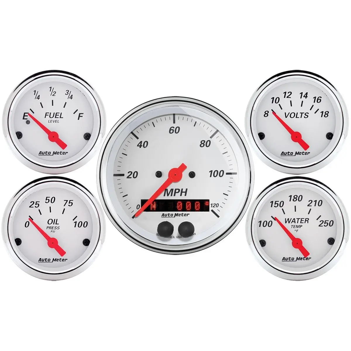 Autometer 1350 Arctic White Analog Gauge Kit 1