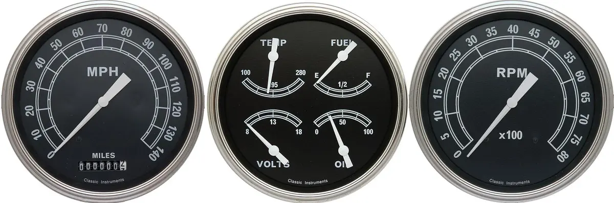 Classic Instruments Traditional Gauge Set – Includes Speedometer, Tachometer, And Auxiliary Gauges 1