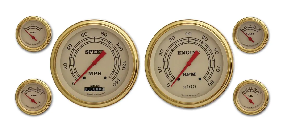Vintage-Style Analog Gauge Set – Classic Instruments Vt51Glc 1